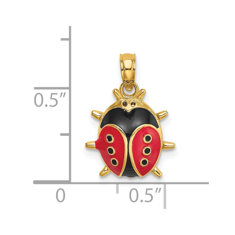 14K Enameled Ladybug Charm (K7068)