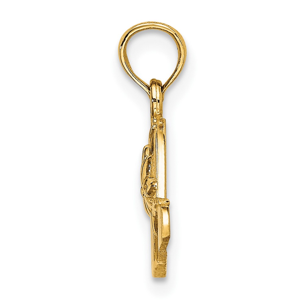 14K Polished 2-D Red Enamel Hat Charm (K7076)
