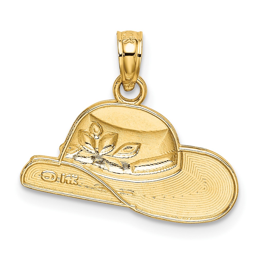 14K Polished 2-D Red Enamel Hat Charm (K7076)