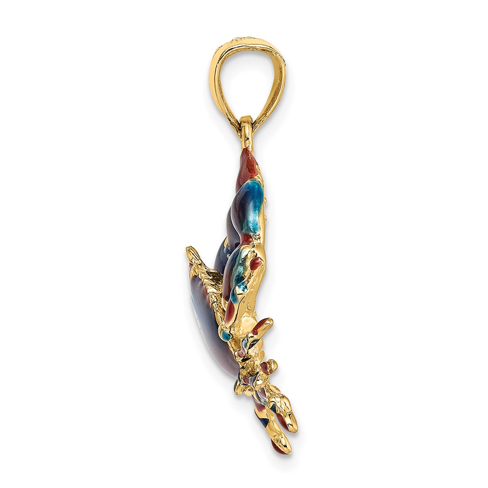 14K Blue Enamel Stone Crab Charm (K7079)