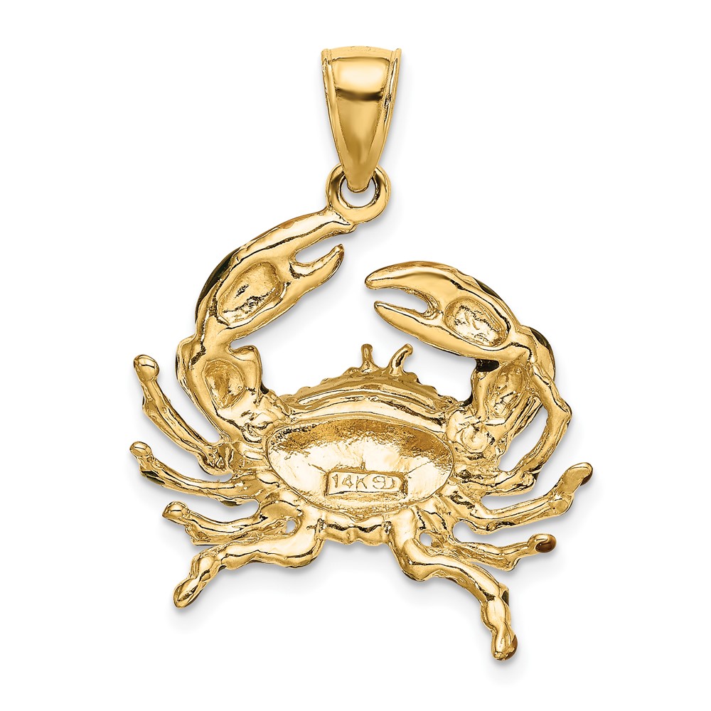 14K Blue Enamel Stone Crab Charm (K7079)