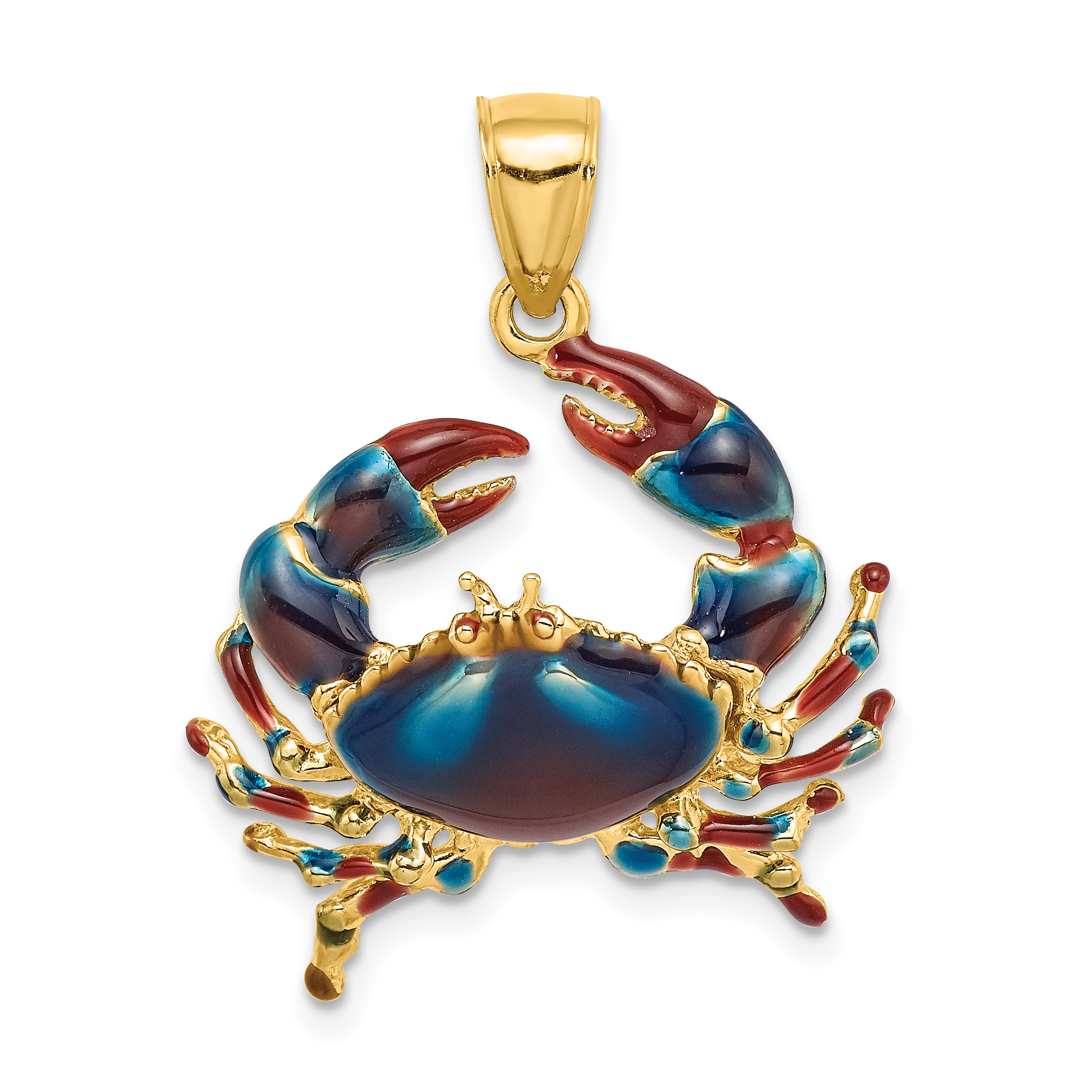 14K Blue Enamel Stone Crab Charm (K7079)