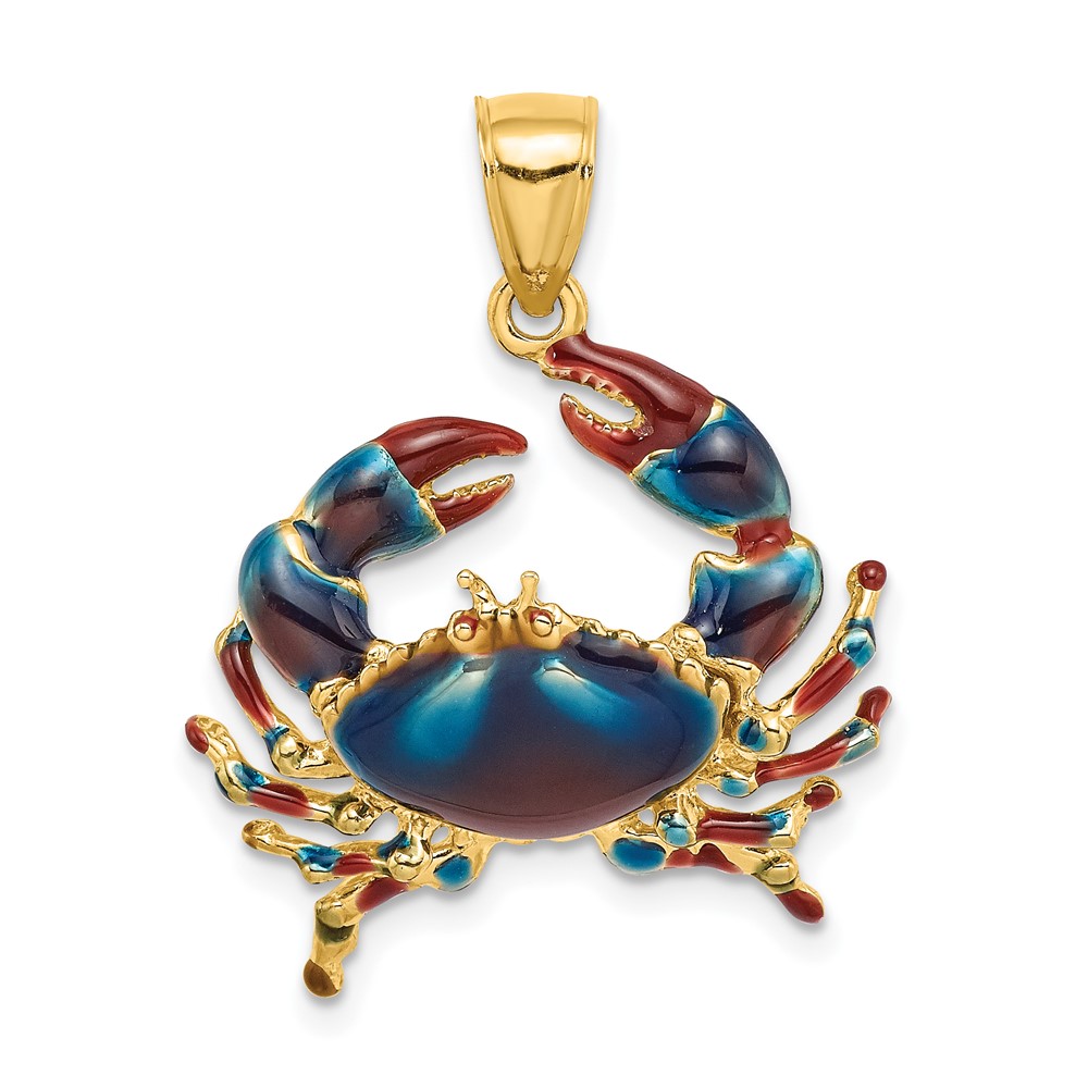 14K Blue Enamel Stone Crab Charm (K7079)