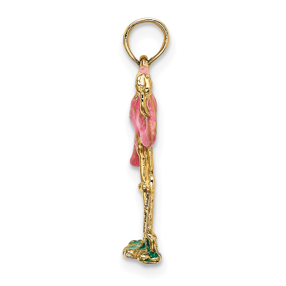 14K 3-D Pink Enamel Flamingo Charm (K7080)