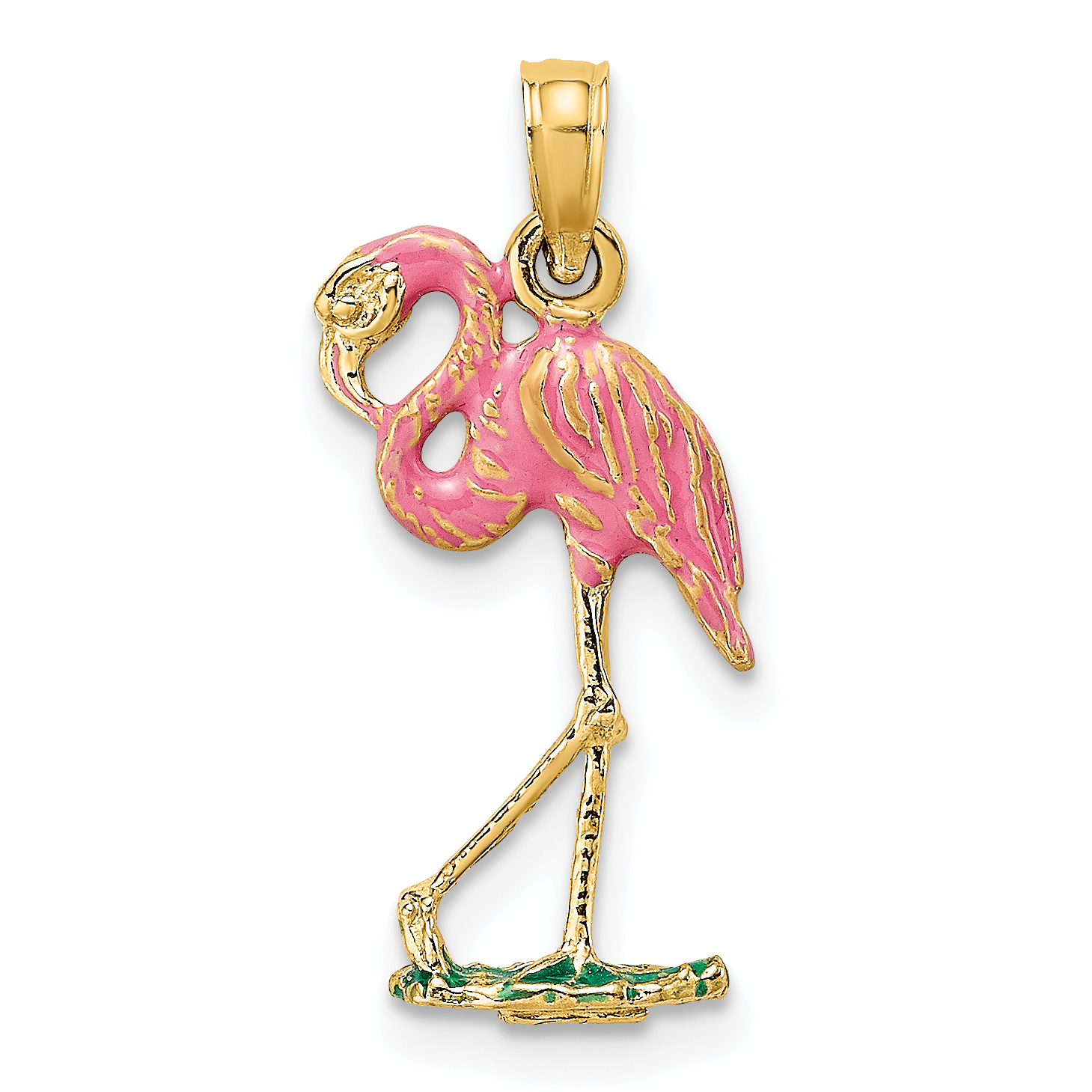 31mm Silver Yellow Plated Flamingo Charm