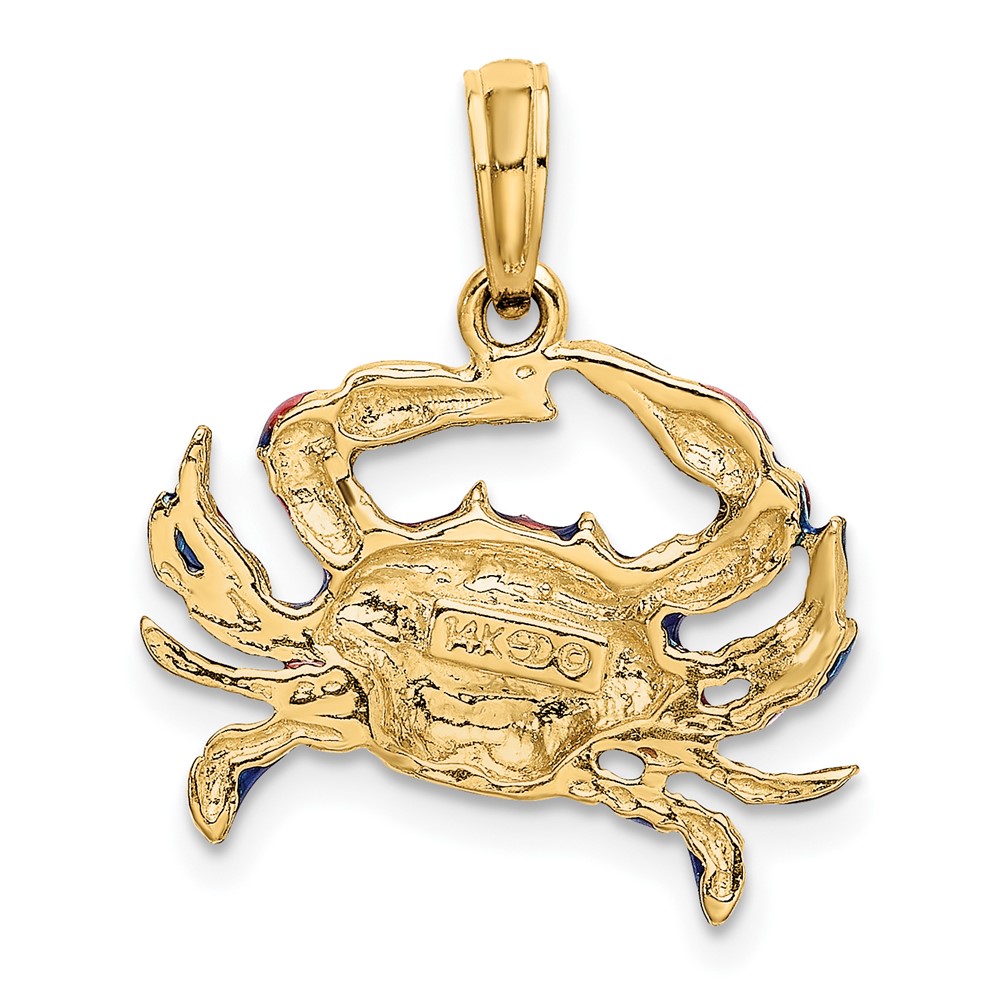 14K Blue Enamel Crab Charm (K7088)