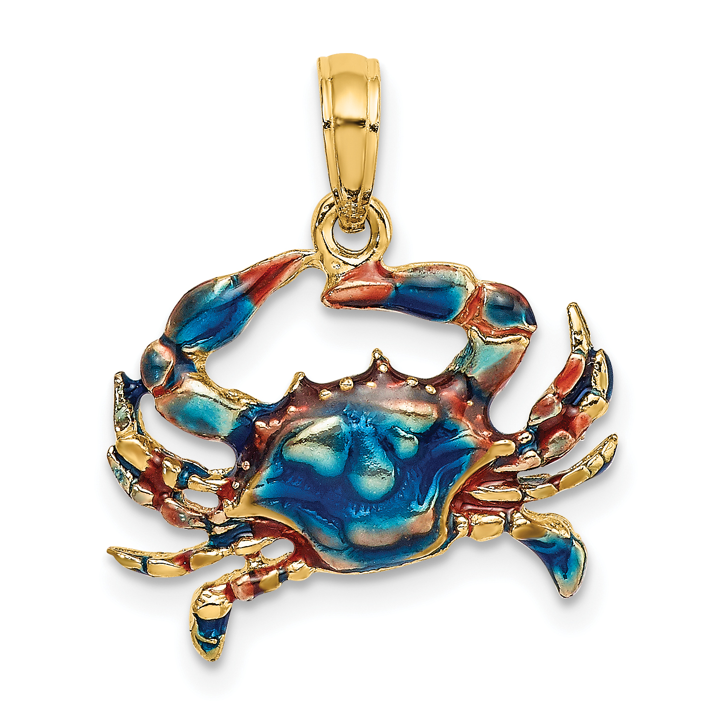 14K Blue Enamel Crab Charm (K7088)