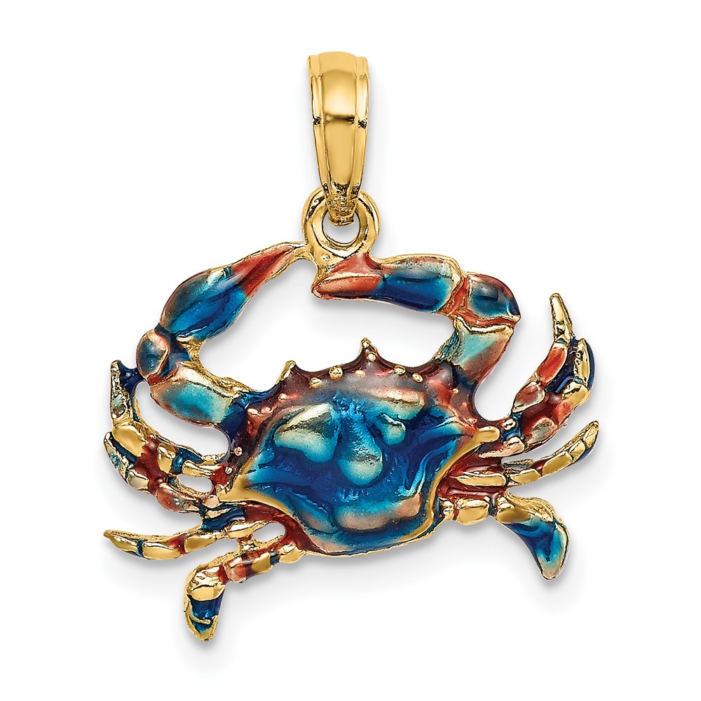 14K Blue Enamel Crab Charm (K7088)