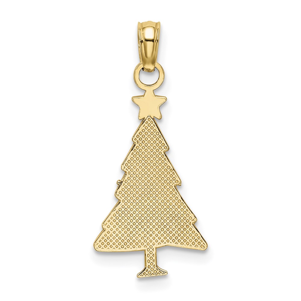 14K Enamel Green Christmas Tree w/ Red Star Charm (K7089)