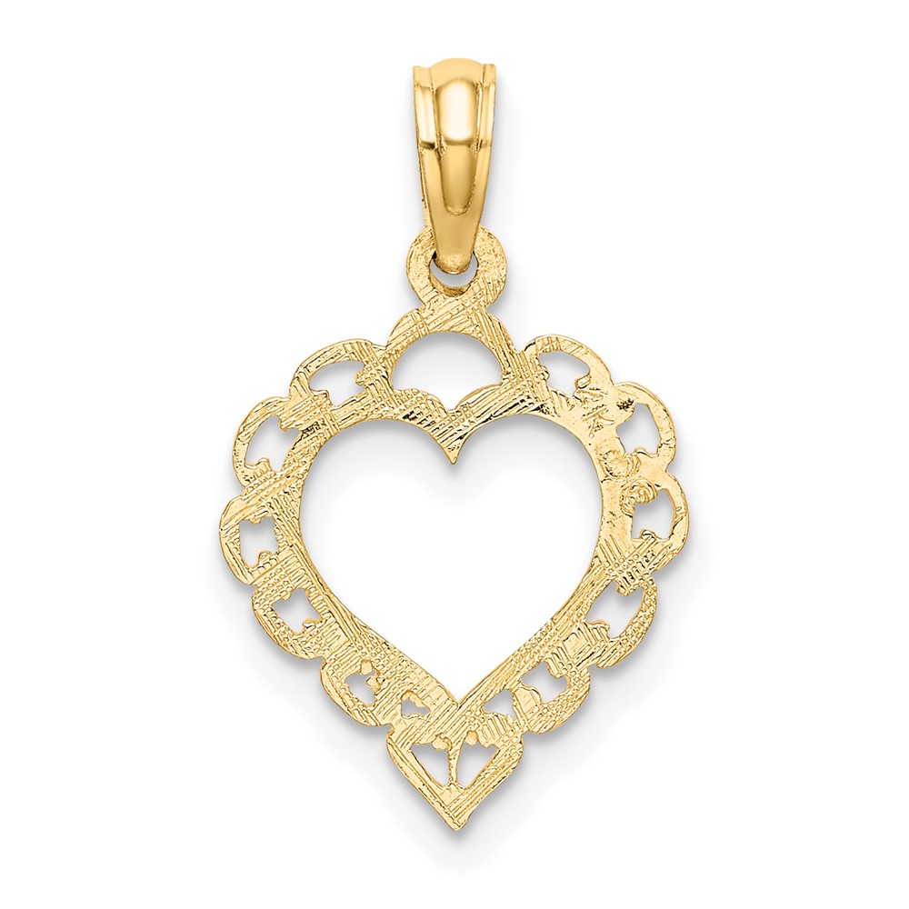 14K Heart w/ Lace Trim Charm (K7097)