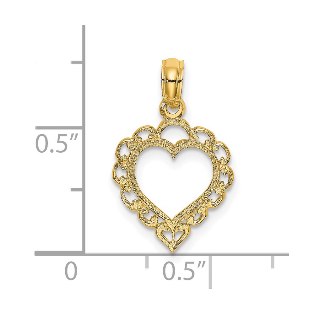 14K Heart w/ Lace Trim Charm (K7097)