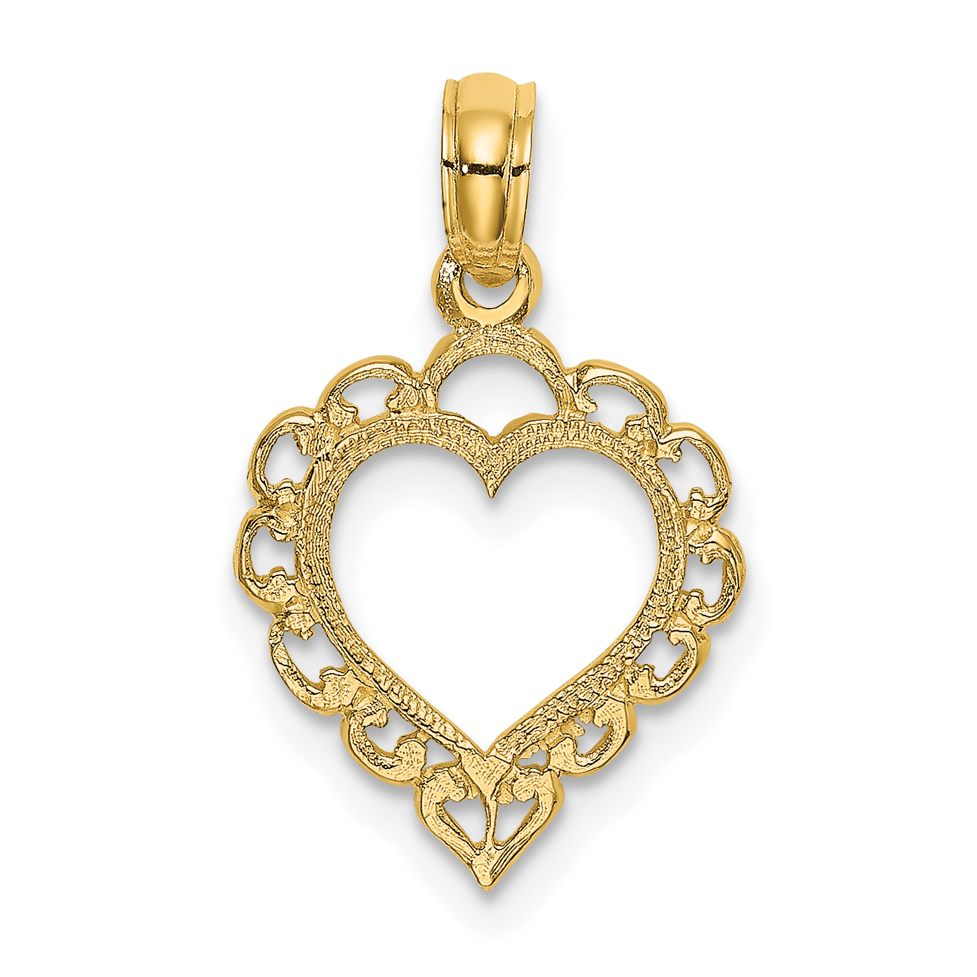 14K Heart w/ Lace Trim Charm (K7097)