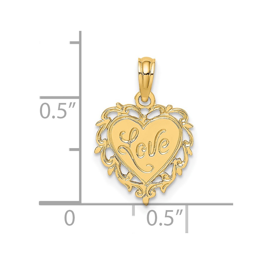 14K Love In Heart Charm (K7098)