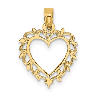 Gold Heart with Lace Trim Pendant