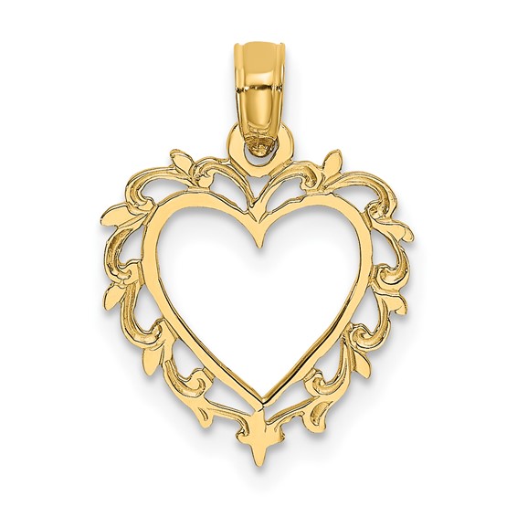 Gold Heart with Lace Trim Pendant