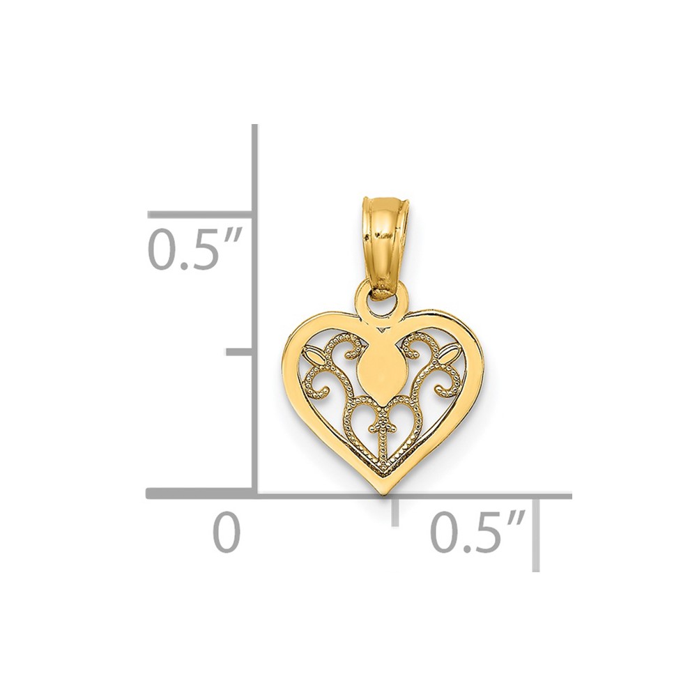 14K Polished Filigree Heart Pendant (K7103)