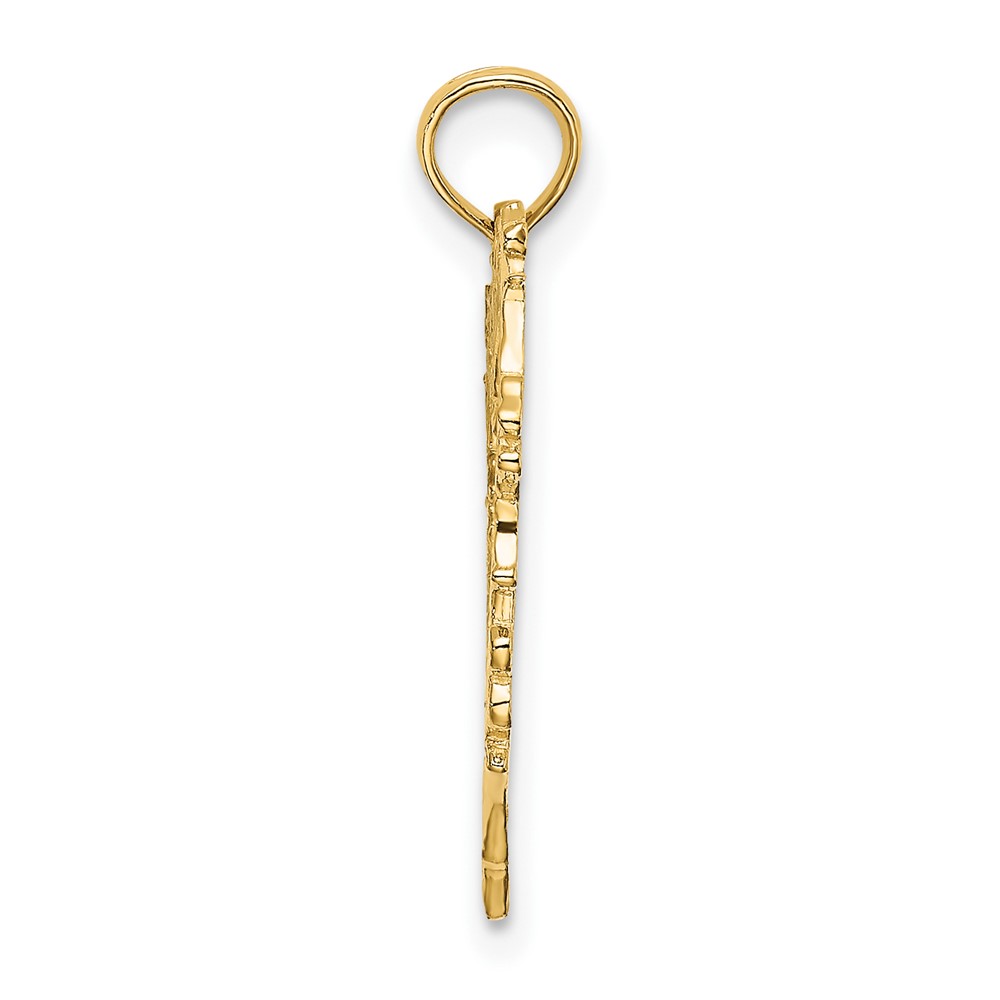 14K Cut-Out Floral Heart Charm (K7107)