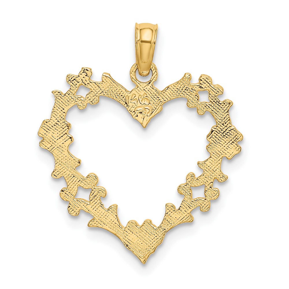 14K Cut-Out Floral Heart Charm (K7107)
