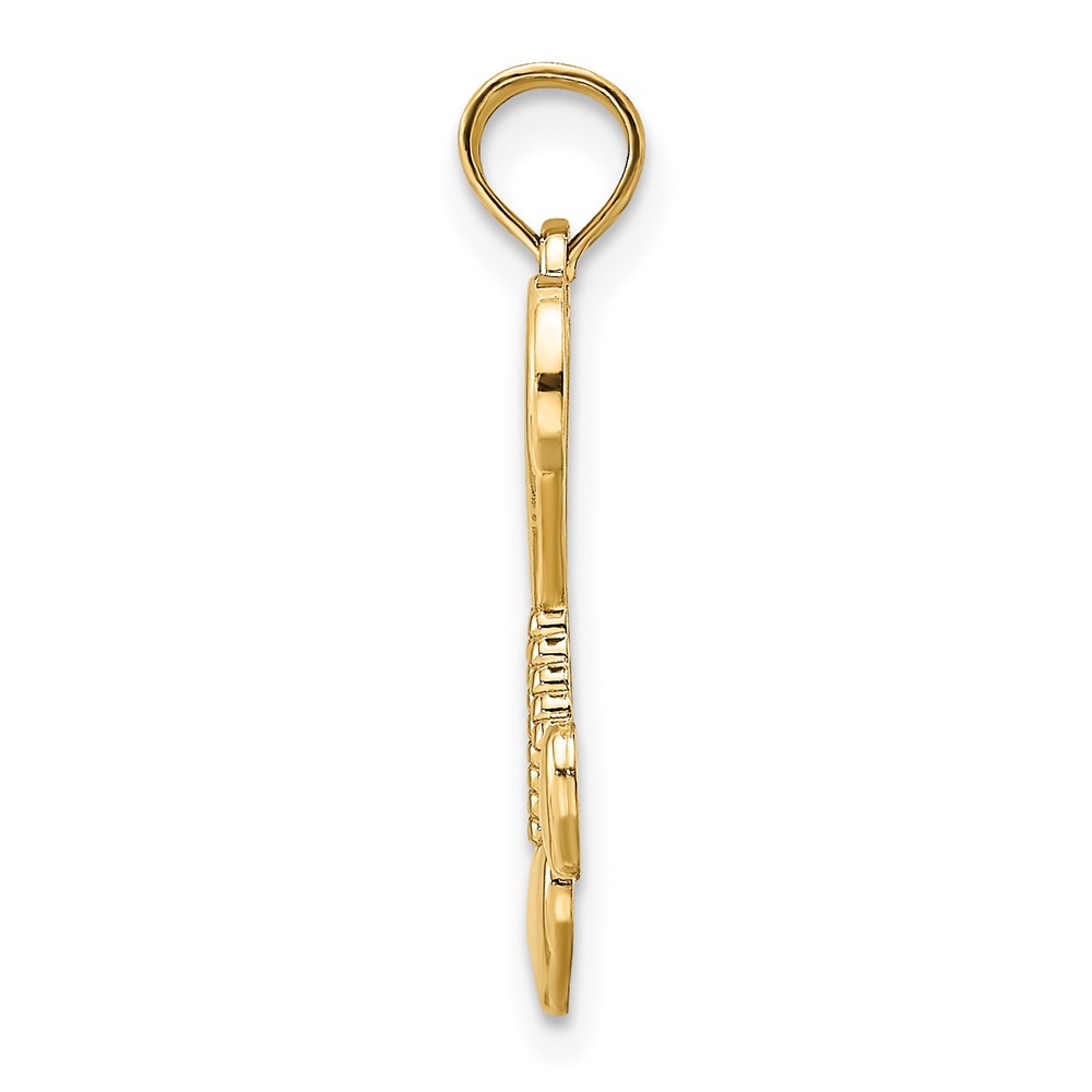 14K Polished Heart w/ Double Heart Tassle Charm (K7114)