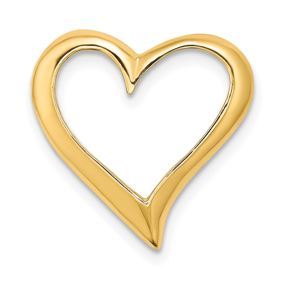 14K Yellow Gold 2-D Large Floating Heart Slide Pendant | eBay