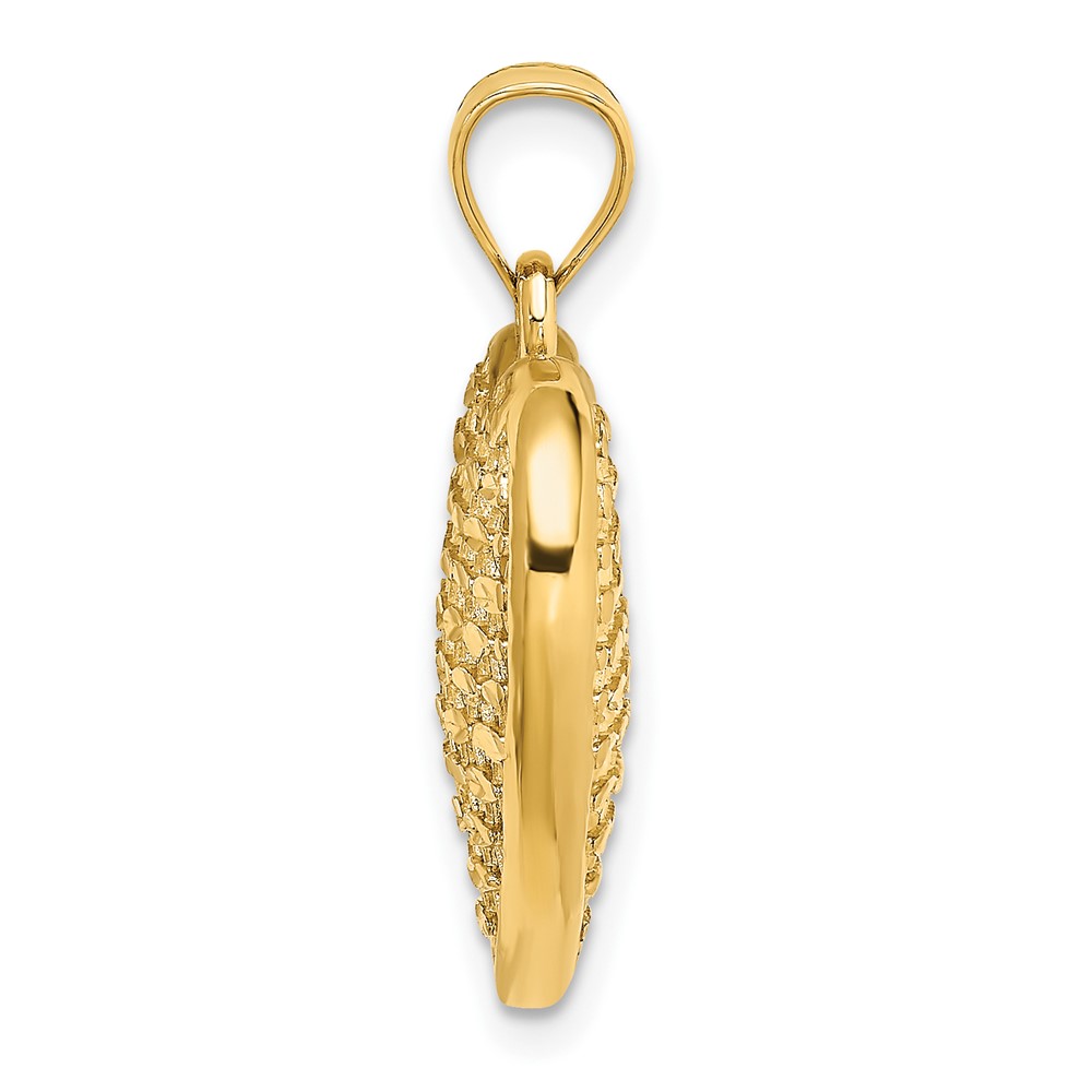 14K 3-D Diamond-cut Puffed Heart Charm (K7132)