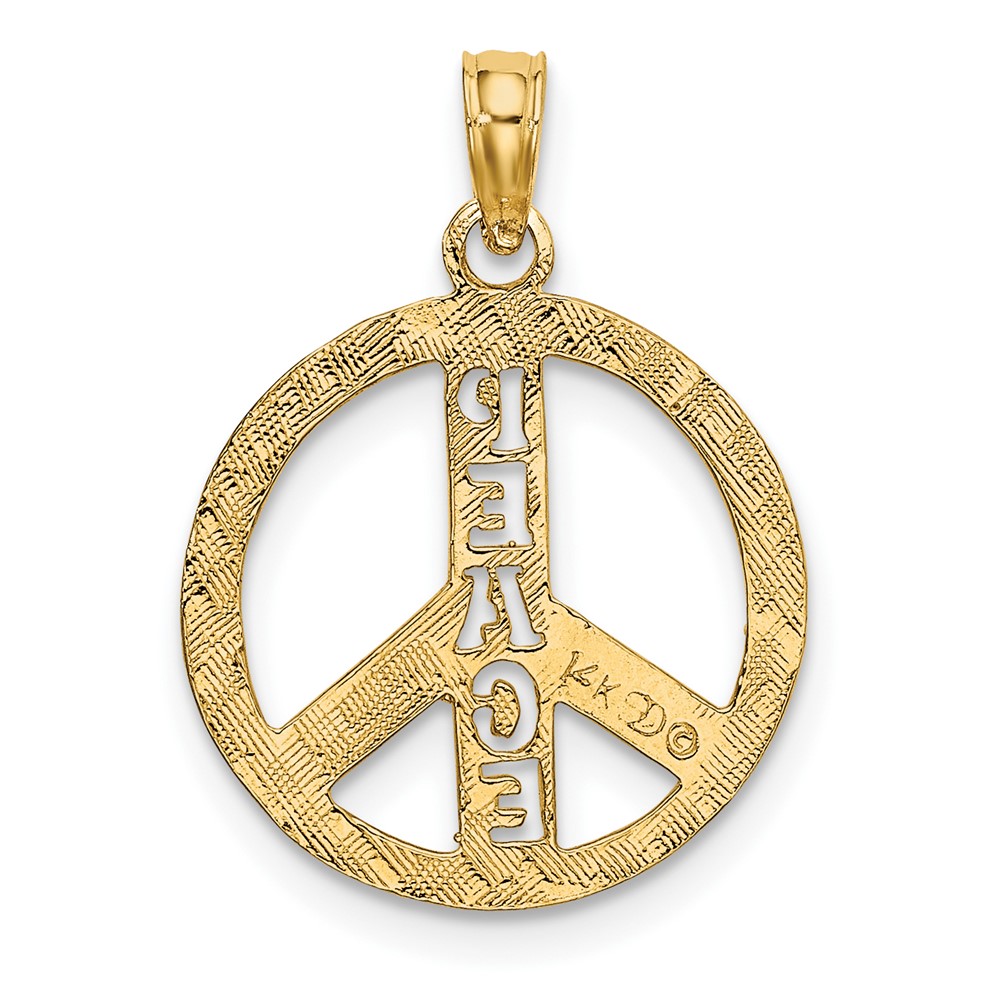 14K Flat Textured Peace Sign Charm (K7135)