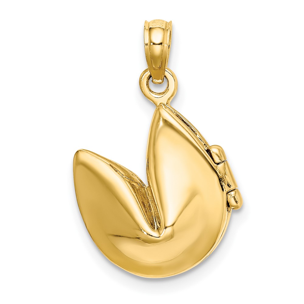 14K 3-D Opens Fortune Cookie Charm (K7137)