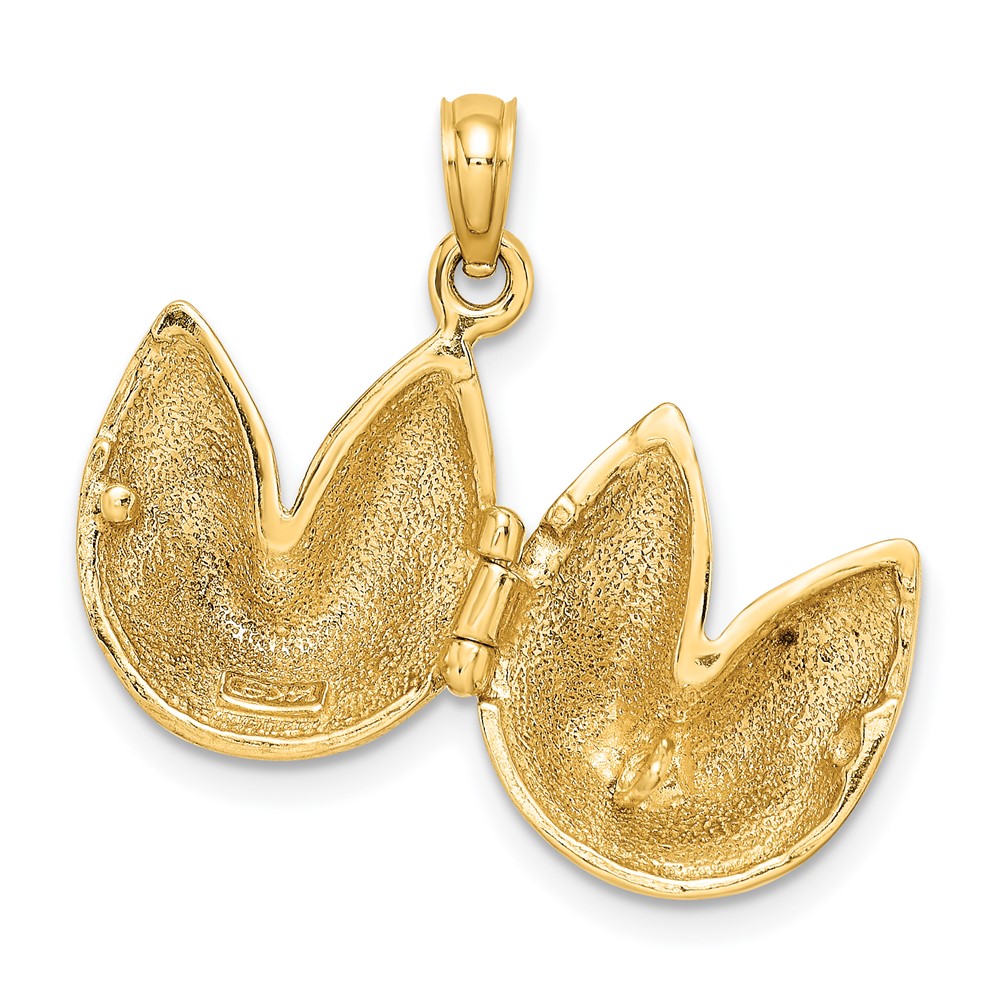 14K 3-D Opens Fortune Cookie Charm (K7137)