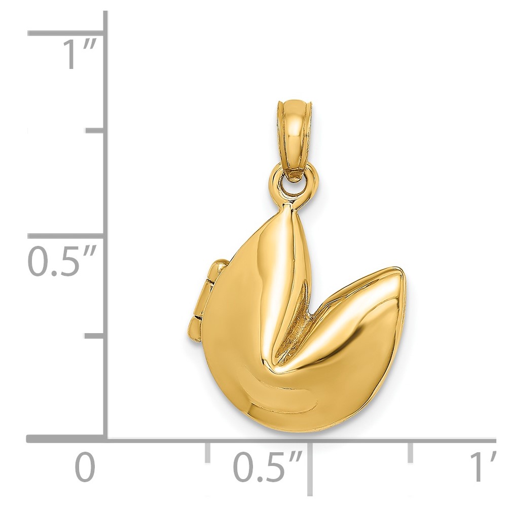 14K 3-D Opens Fortune Cookie Charm (K7137)