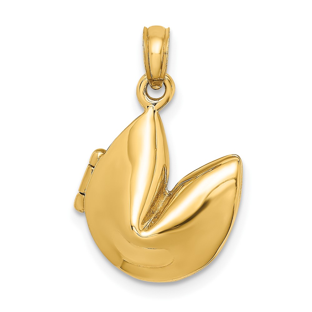 14K 3-D Opens Fortune Cookie Charm (K7137)