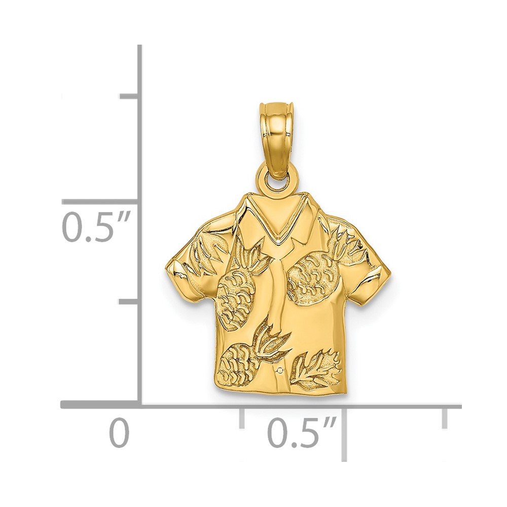 14K Polished Hawaiian Pineapple Style Shirt Charm (K7150)