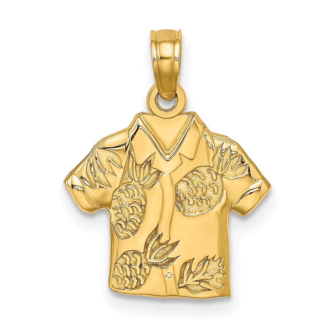 14K Polished Hawaiian Pineapple Style Shirt Charm (K7150)