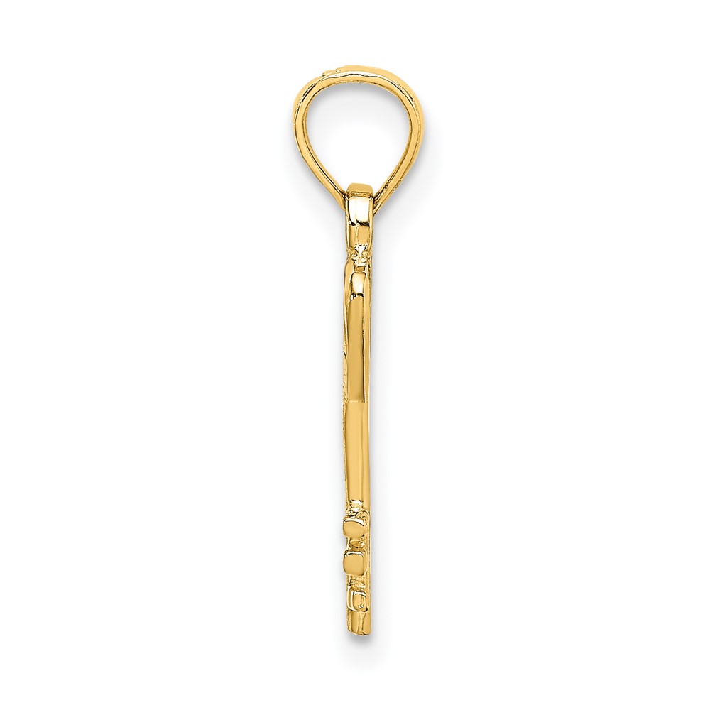 14K 3D Key w/ Heart Charm (K7153)