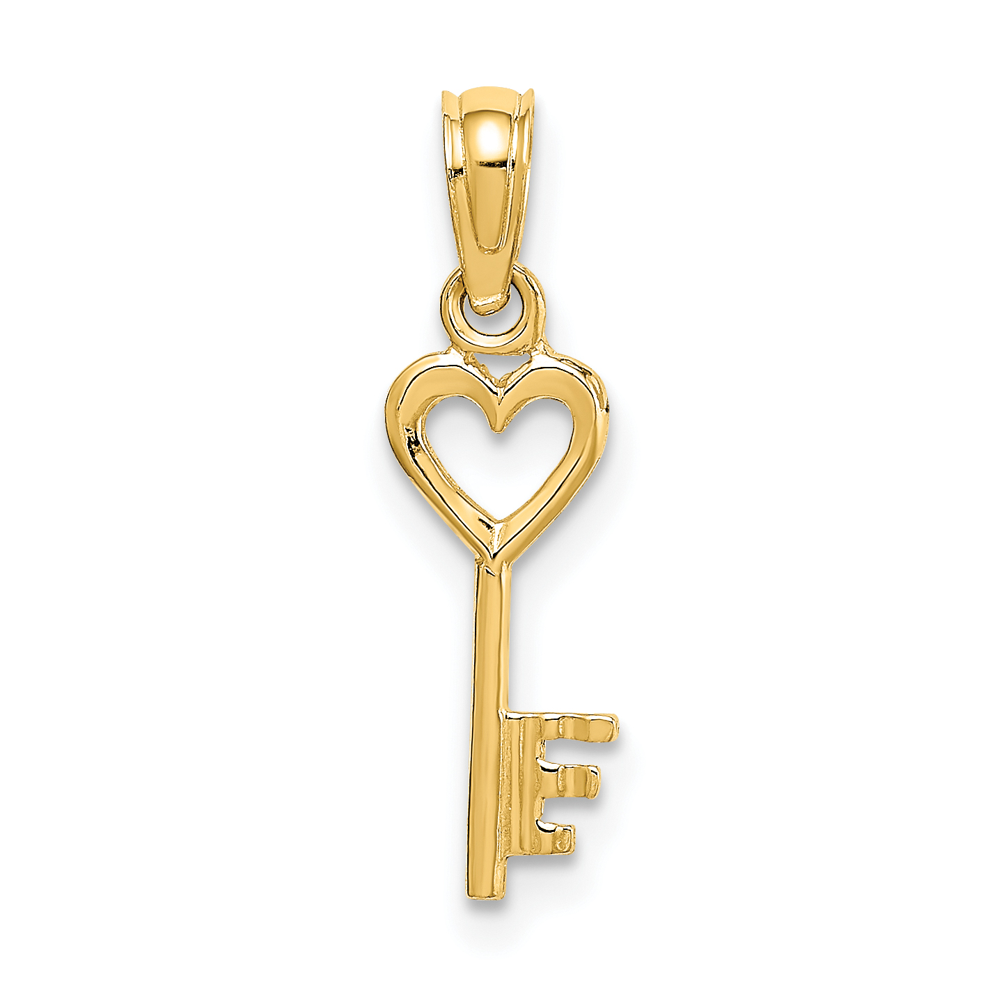 14K 3D Key w/ Heart Charm (K7153)