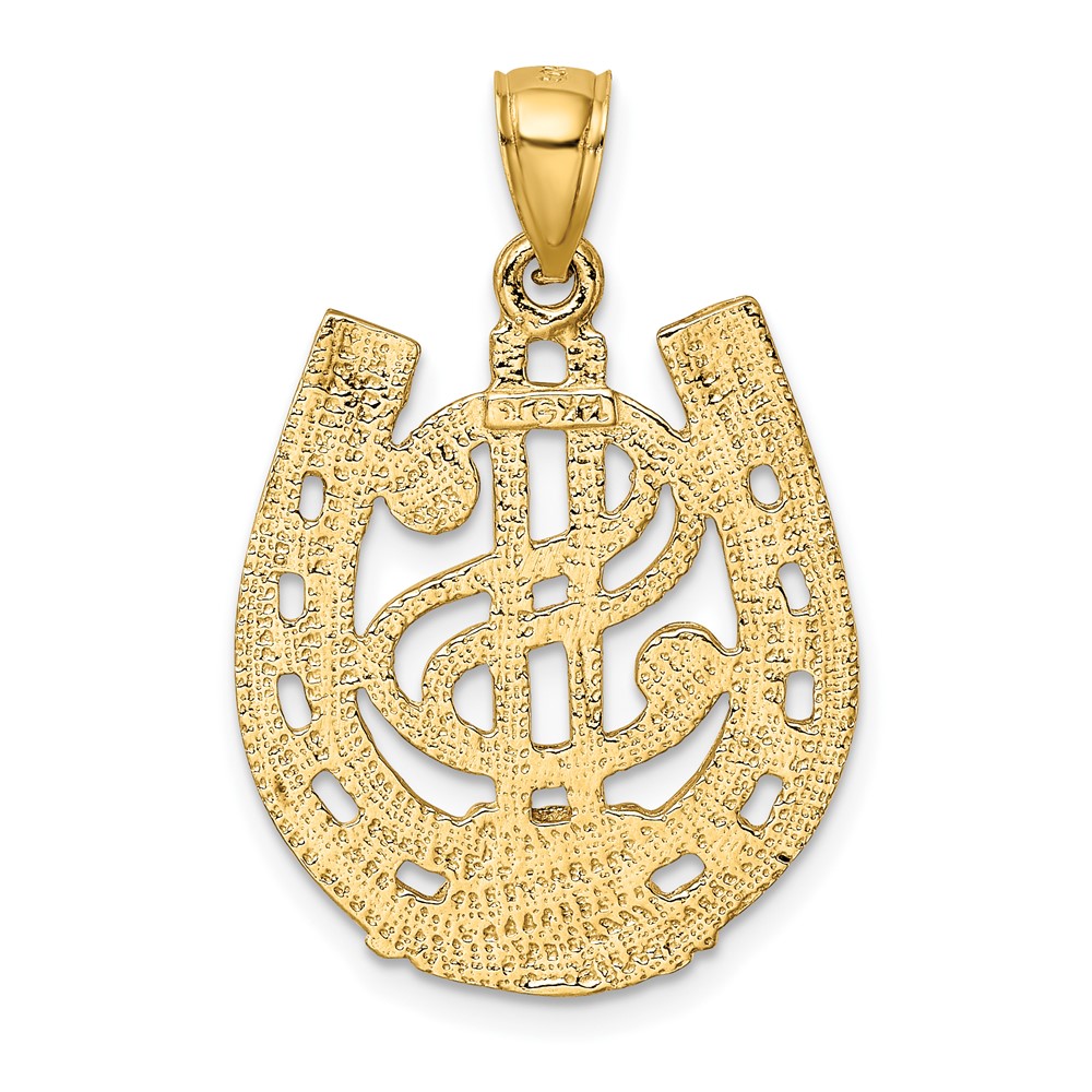 14K Dollar Sign In Horseshoe Charm (K7158)