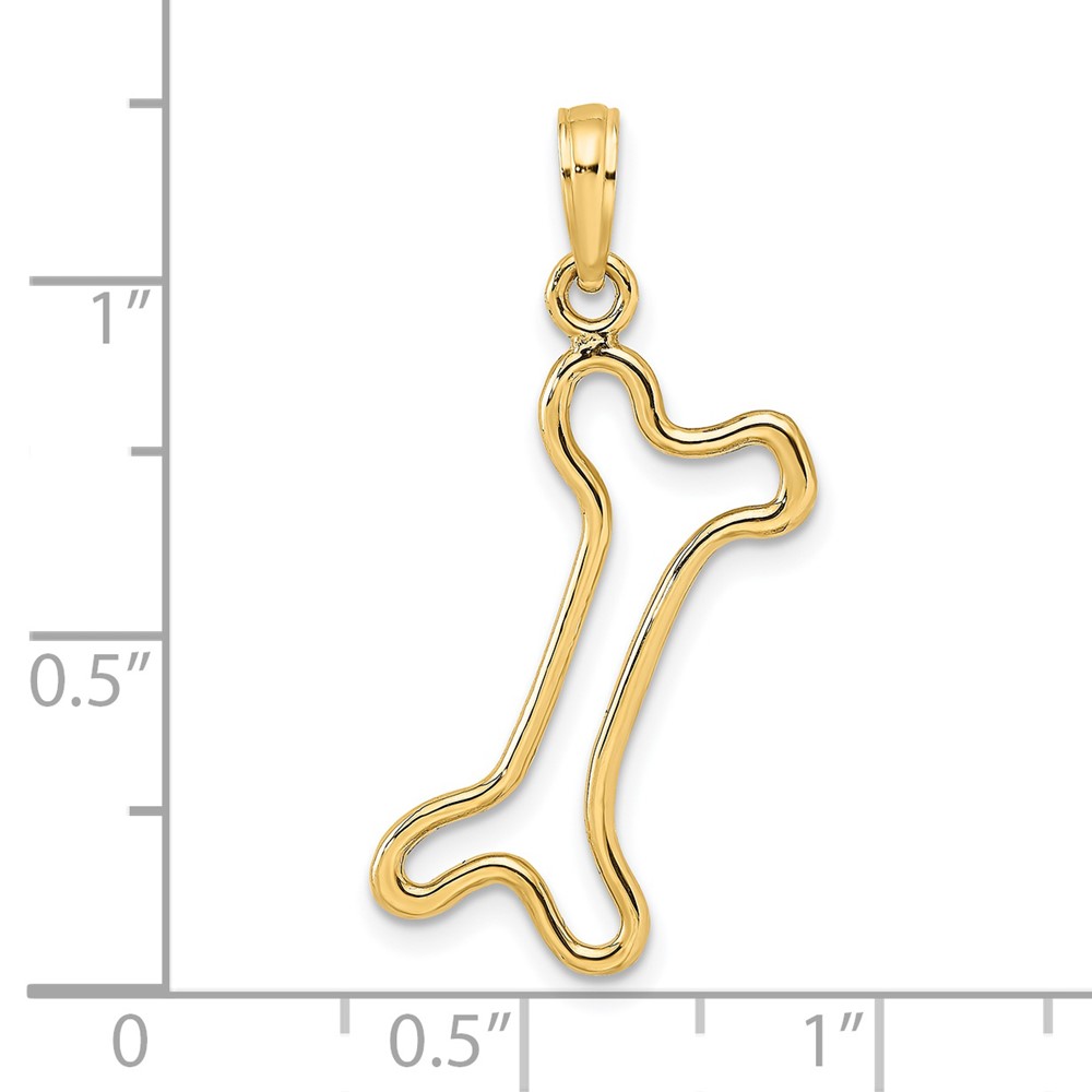 14K Cut-Out Polished Dog Bone Charm (K7166)