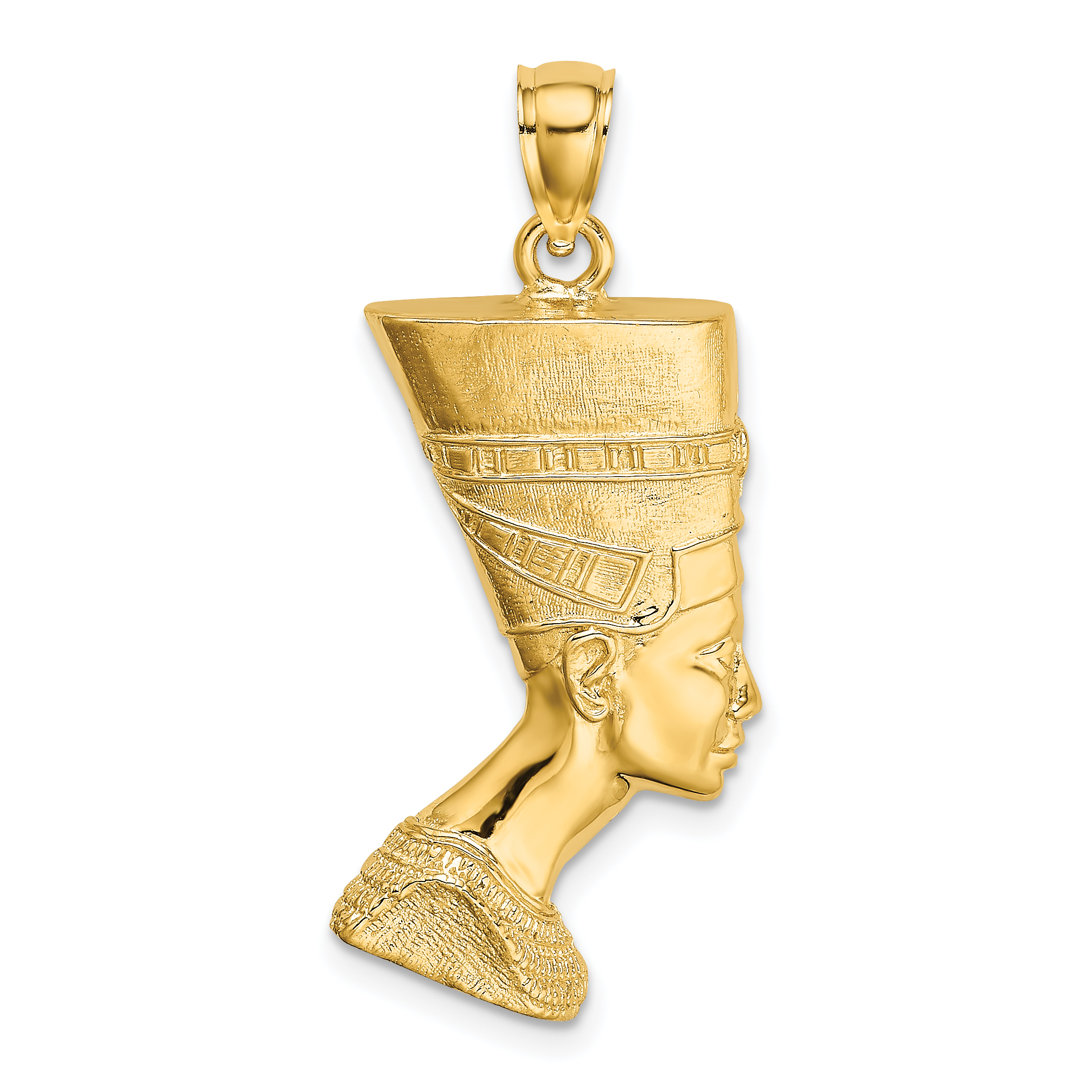 14K 2-D Polished / Textured Nefertiti Profile Charm (K7167)