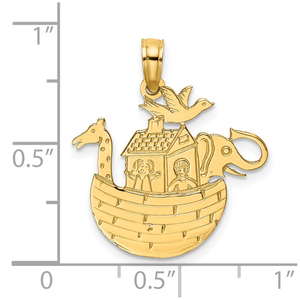 14K Engraved Flat Noah's Ark Charm (K7171)