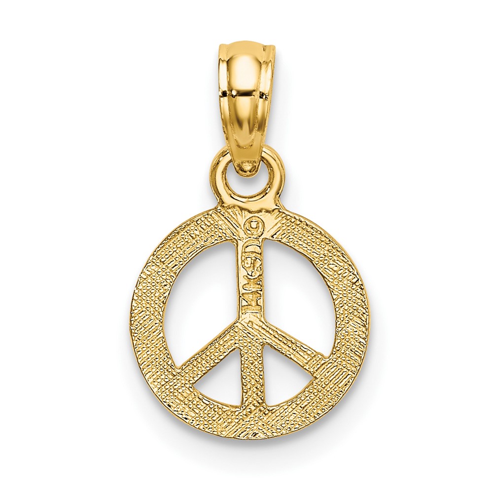 14K Flat Textured Mini Peace Sign Charm (K7180)