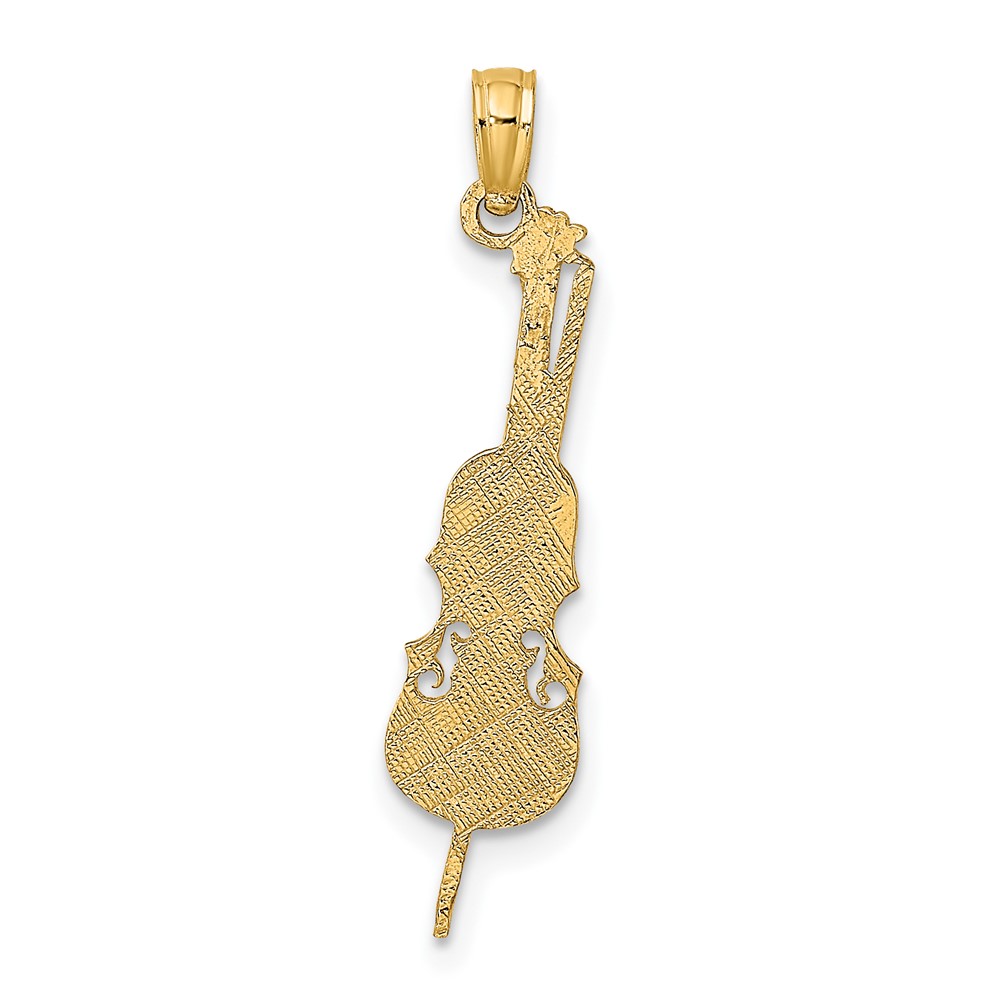 14K Polished Engraved Upright Bass Charm (K7185)