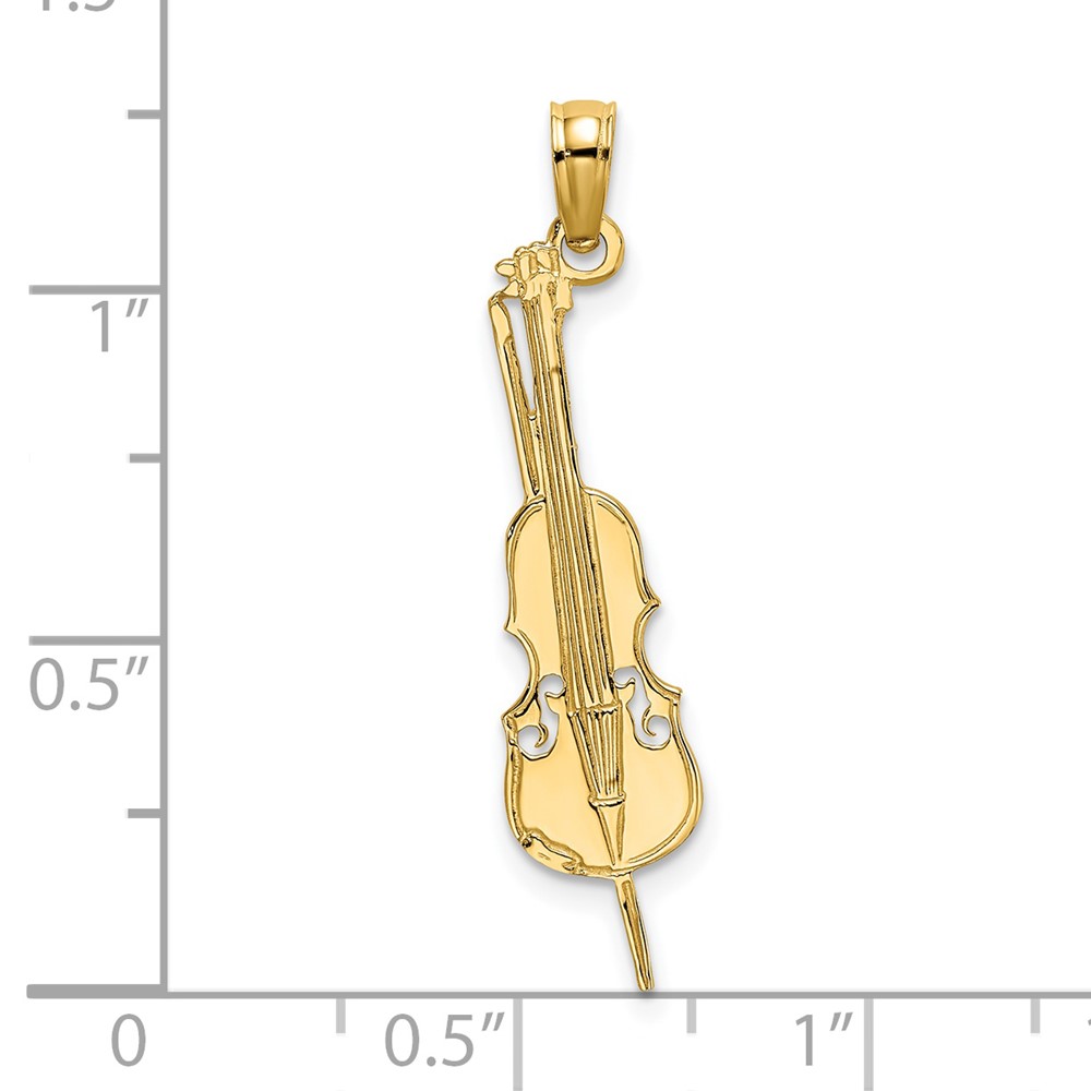 14K Polished Engraved Upright Bass Charm (K7185)