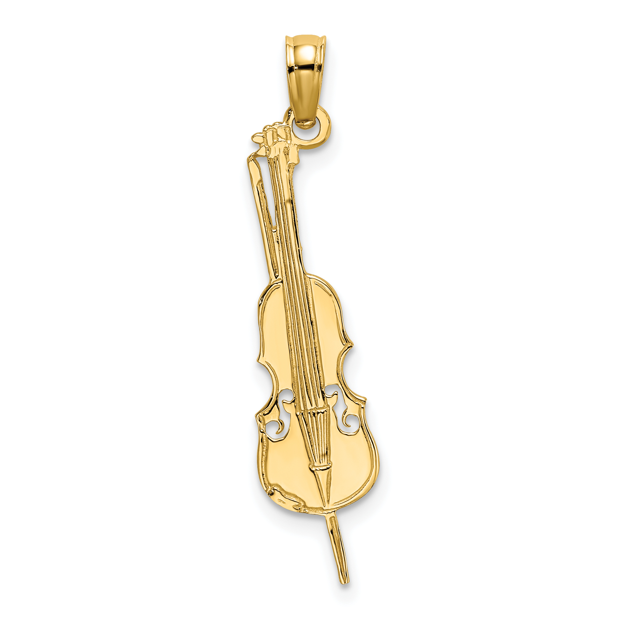 14K Polished Engraved Upright Bass Charm (K7185)