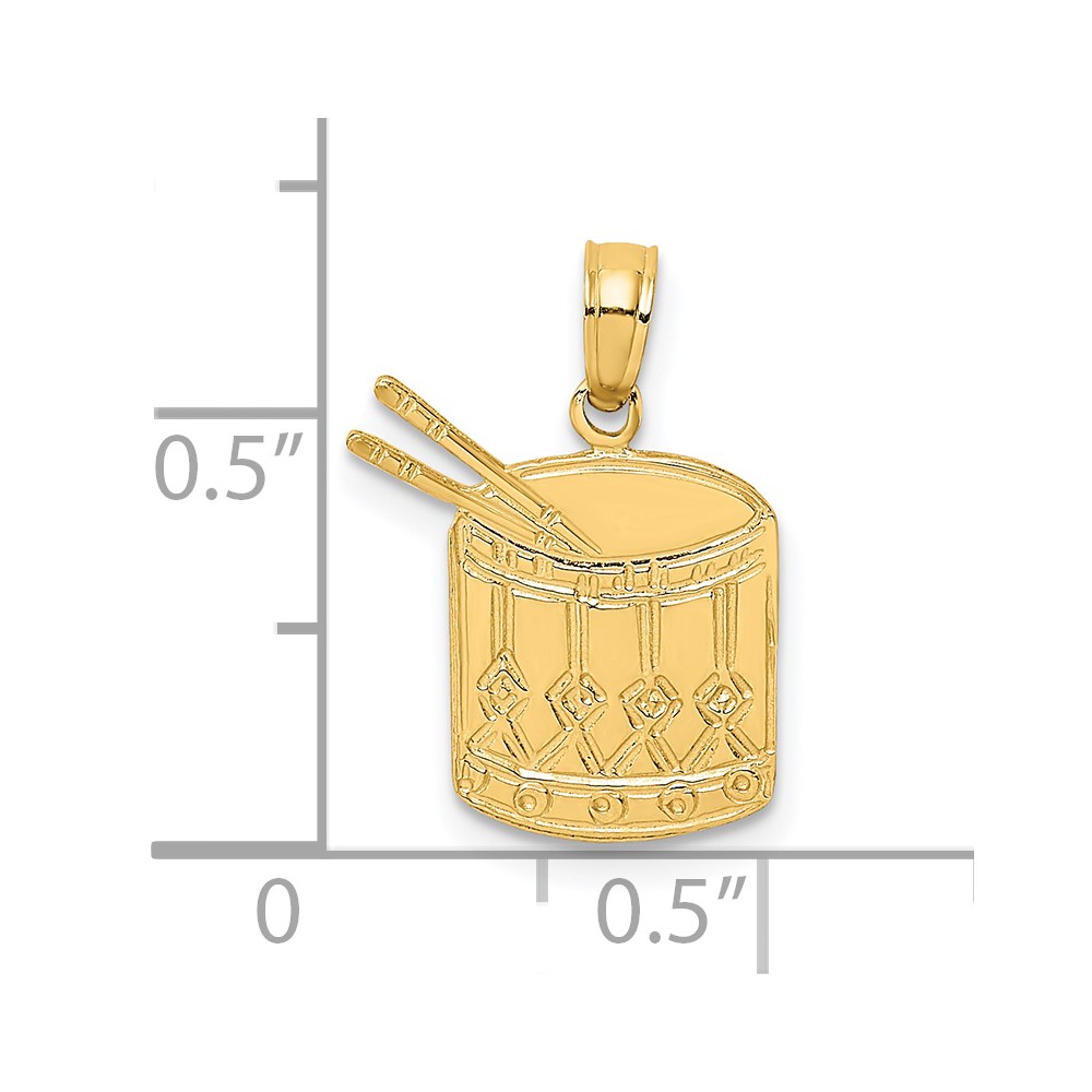 14K Polished Drum and Sticks Charm (K7186)
