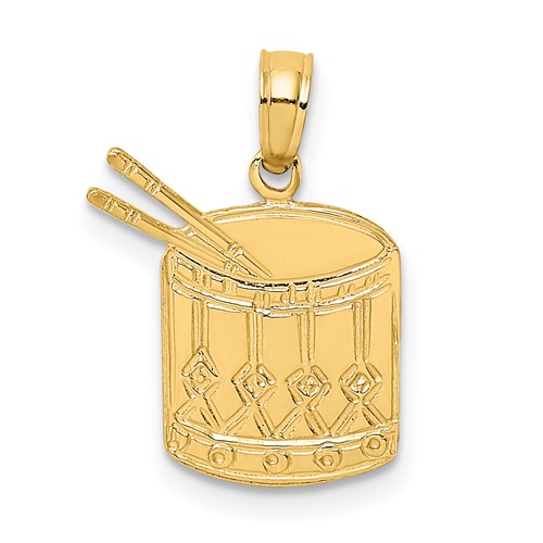 14K Polished Drum and Sticks Charm