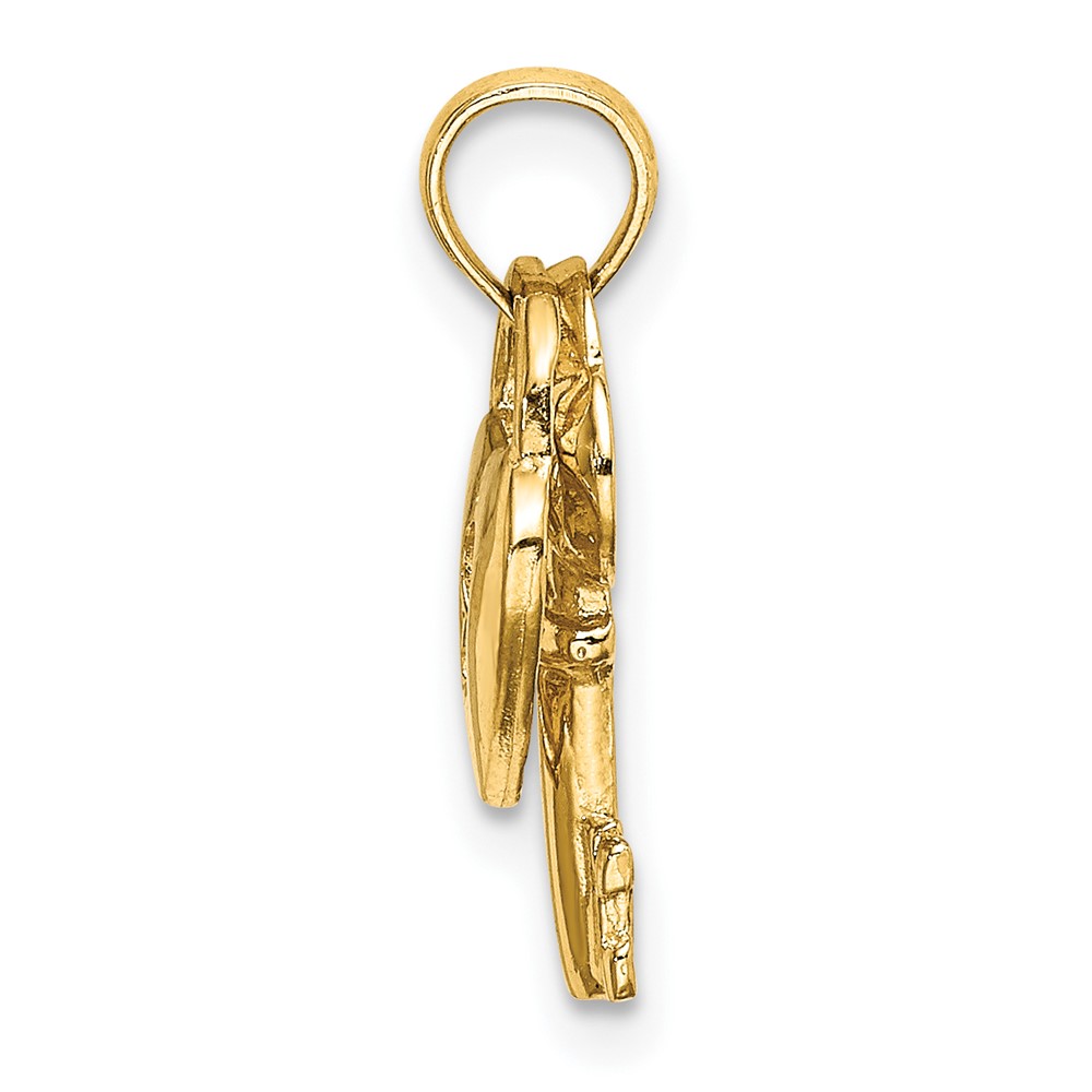 14K Moveable Dangling Heart and Key Charm (K7203)