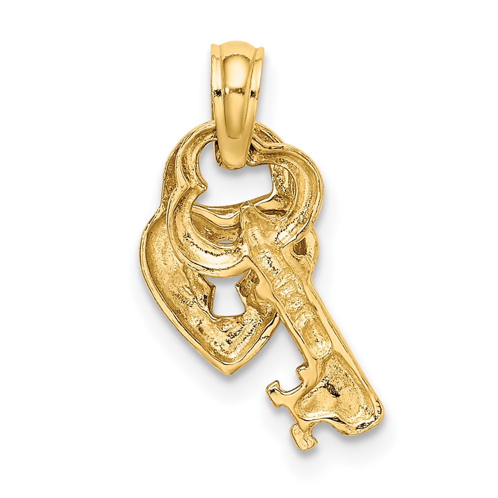14K Moveable Dangling Heart and Key Charm (K7203)