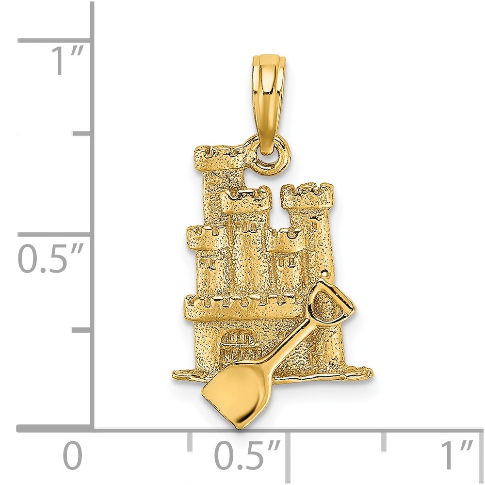 14K 3-D Sand Castle w/ Shovel Charm (K7207)