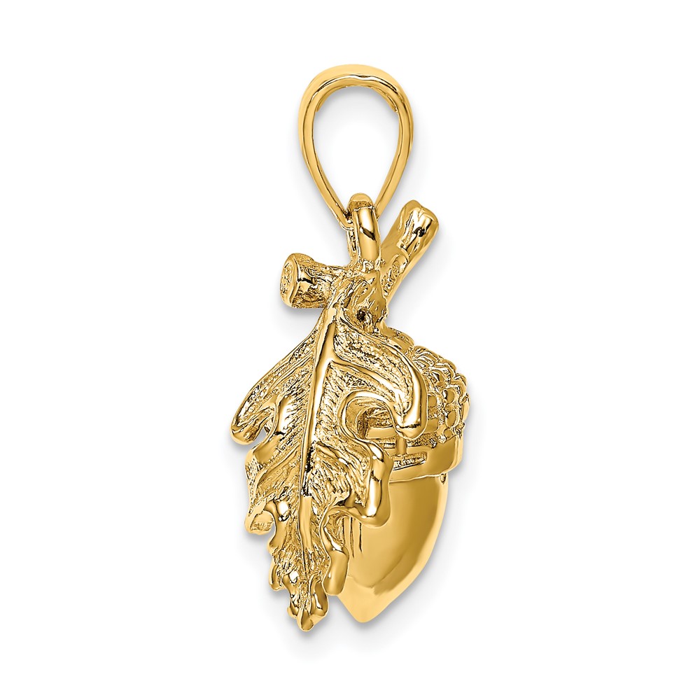 14K 3-D Acorn w/Leaf Pendant (K7230)