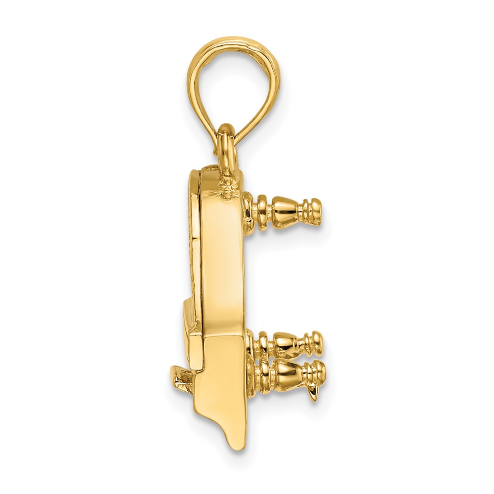 14K 3-D Grand Piano Top Opens Charm (K7236)