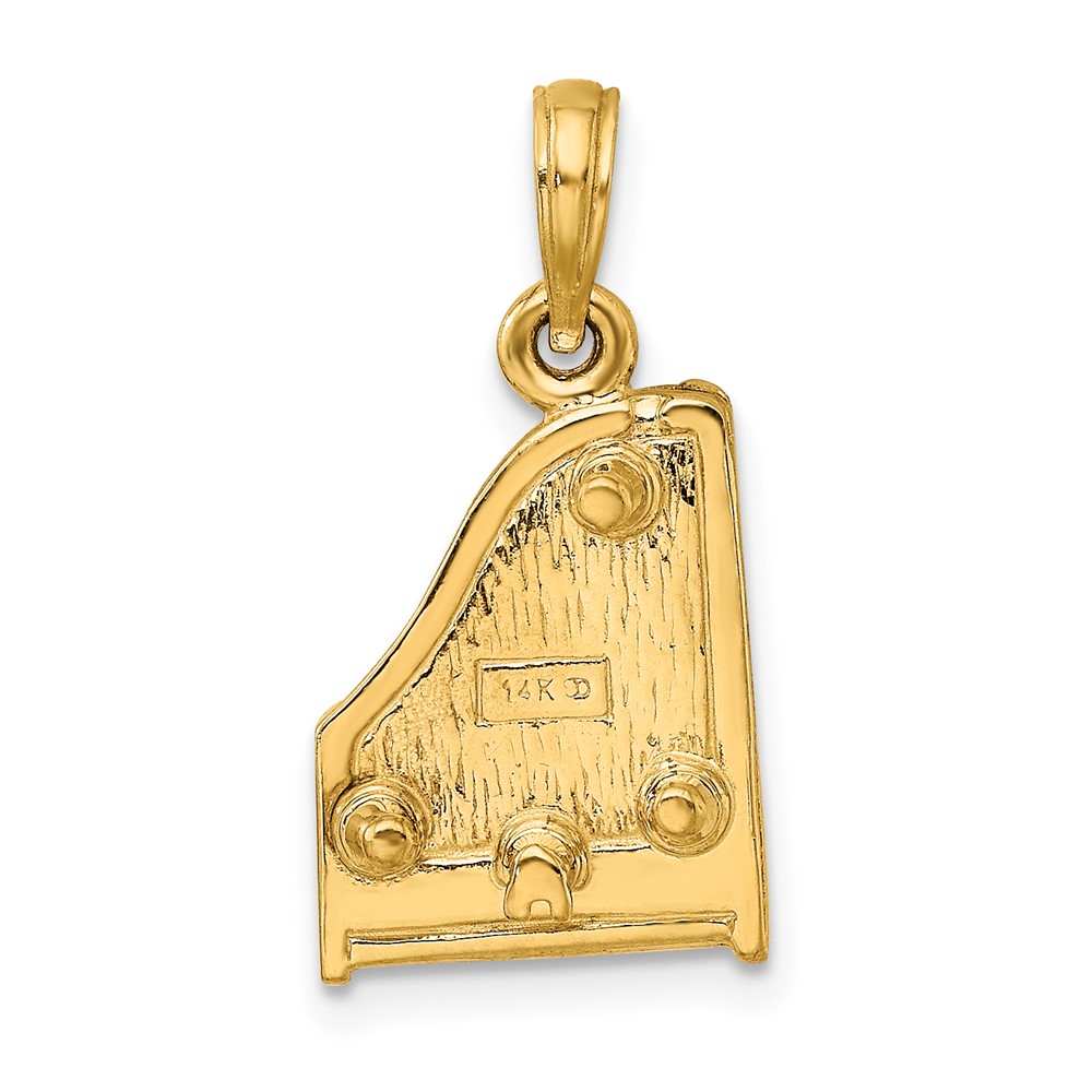 14K 3-D Grand Piano Top Opens Charm (K7236)